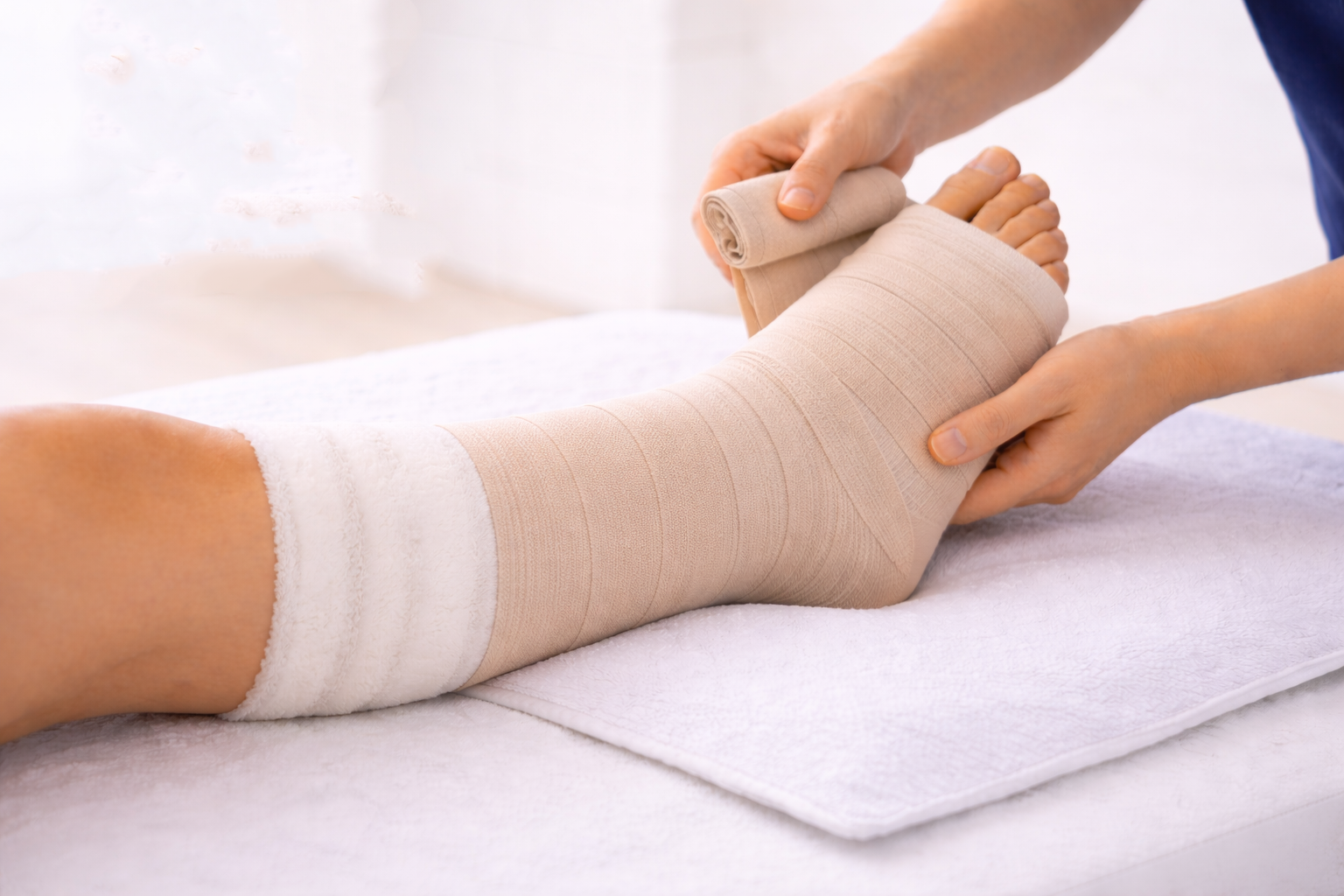 Kompressionsbandage-wird-angelegt